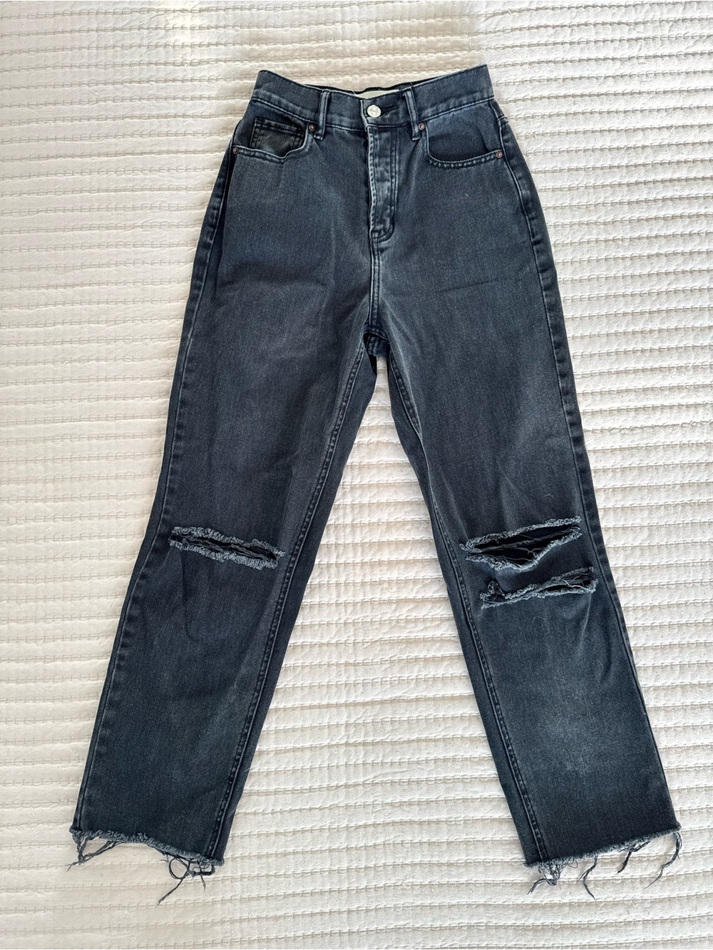 PacSun Charcoal Black Straight Leg Jeans with Knee Rips